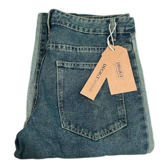 Y2K Baggy Skater Jeans Hip Hop Wide Leg Fringe Patchwork Denim XS (Fits S) New - Picture 4 of 7